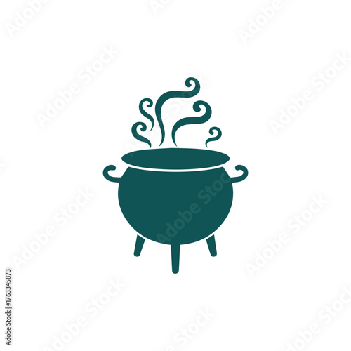 Minimal Vector Silhouette Cauldron Logo Design Icon for Witchcraft, Halloween, Magic, Alchemy, Branding, E-commerce, Dark Aesthetic, and Modern Minimalist Graphic Design