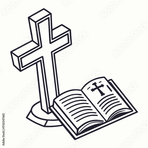 Vector art of cross and bible