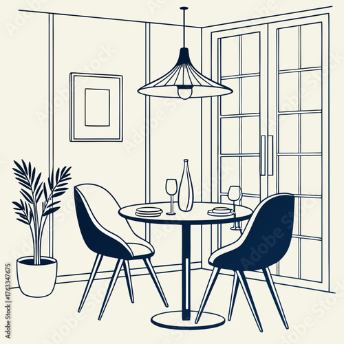Vector art of dining room interior design