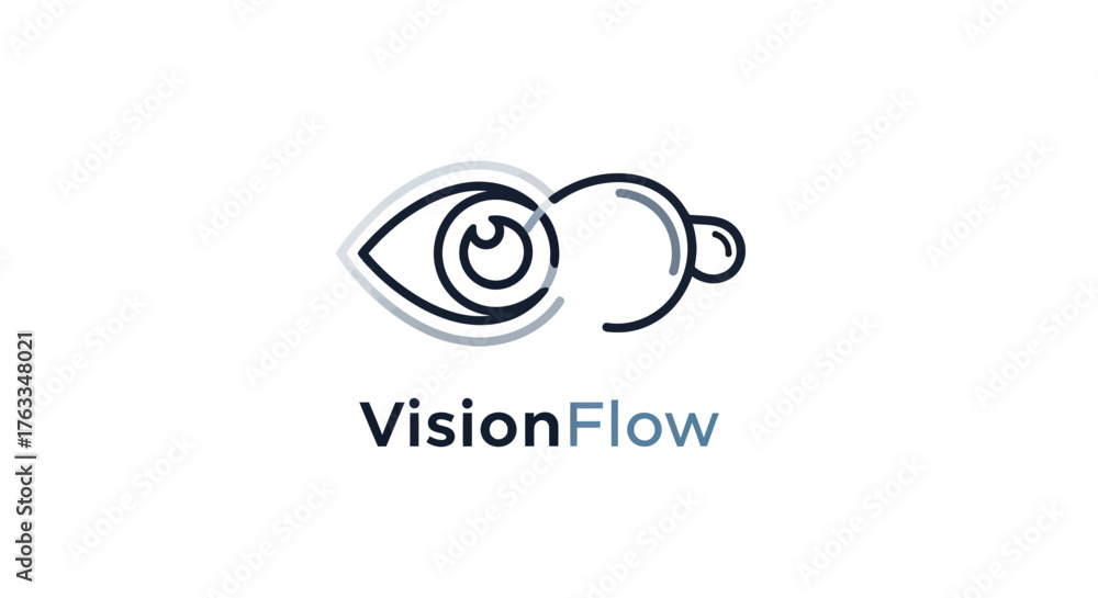 Obraz premium VisionFlow logo design featuring an eye and a circular element representing vision and flow.