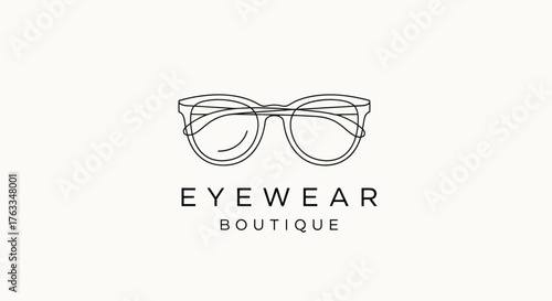 Minimalist Eyewear Boutique Logo with Hand Drawn Glasses Outline.
