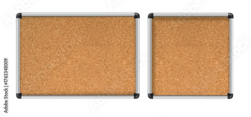 Realistic 3d vector cork board with metal frame. Wall corkboard with brown texture for school or office. Vector illustration.