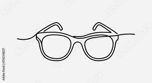 Continuous Line Drawing of Stylish Eyeglasses for Vision Correction.