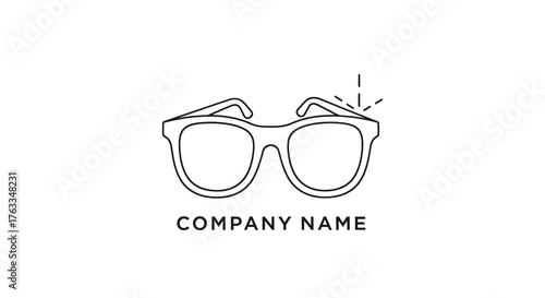 Minimalist Line Art Logo of Eyeglasses with Company Name Placeholder.