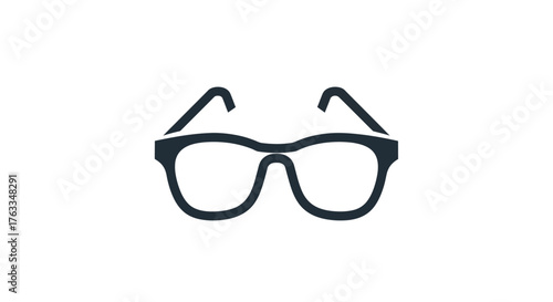 Stylish Black Rimmed Glasses with Clear Lenses on a White Background.
