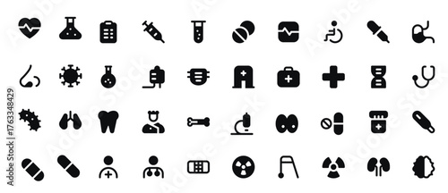 healthcare icons set medical wellness and hospital