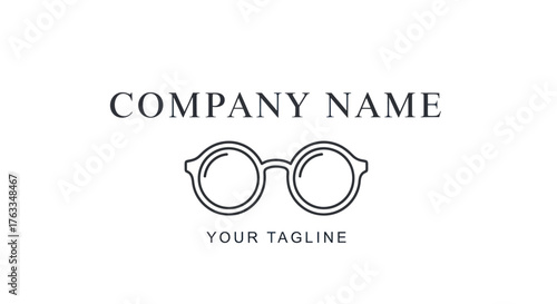 Minimalist Eyeglasses Logo Design for Vision Care Company with Customizable Text.
