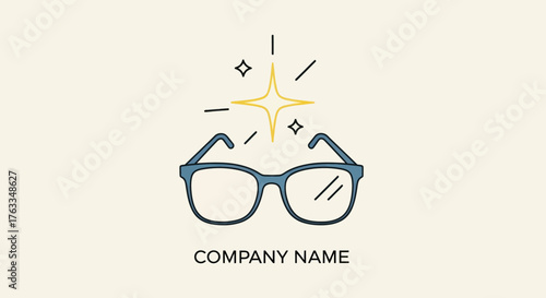 Sparkling Eyeglasses Logo Design for Vision Care Company.
