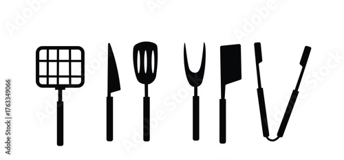 kitchen utensils bbq grill cook black white