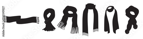 neck scarf vector silhouettes 