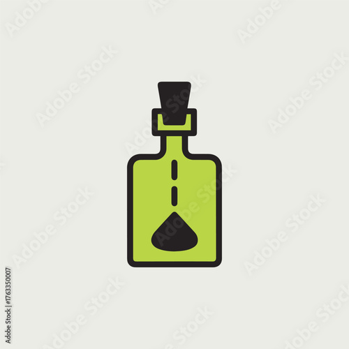Minimal Vector Silhouette Potion Flask Logo Design Icon – Modern Alchemy Bottle Symbol, Simple Magic Elixir Emblem for Fantasy, Gaming, Witchcraft, Halloween, and Potion Branding Identity