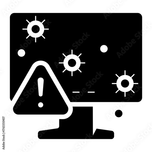caution warning computer virus glyph icon