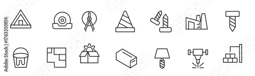 Labor and Industrial line icon set. Includes engineer, construction tools, labour, construction vehicles, villa, heavy, effort, difficult, task, carry, society line icon set. UI thin line icon pack.