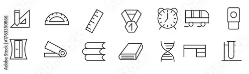 learning and stationery line icon set books student