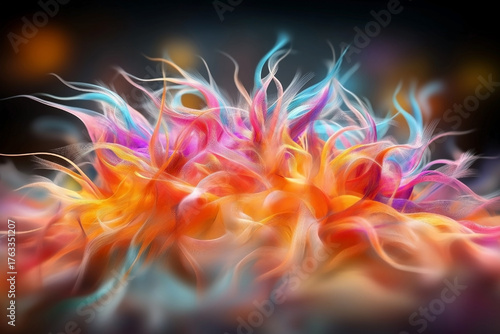 Colorful, rainbow-colored wave is displayed on a table