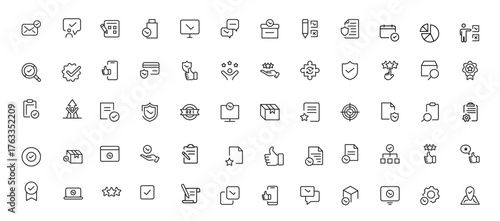 Quality Control line icon set. Included the icons as inspect, QA, qualify, quality control, check, verify, and more.