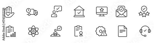 Quality Control line icon set. Included the icons as inspect, QA, qualify, quality control, check, verify
