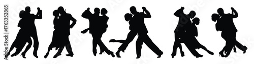  romantic dance silhouette vector collection