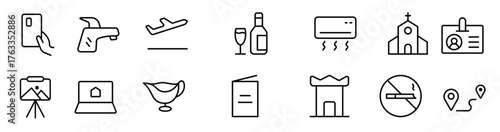 Museum and Tourism outline modern icon set. editable line icon illustration.