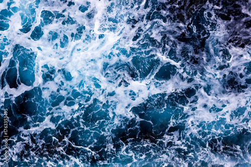 Water surface background. Aerial view of beautiful foamy water. Can be used in covers, packaging, posters, textures, cards, art and design projects. Mesmerizing vector illustration.