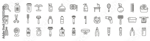  pet grooming icons set pet grooming tools and supplies 