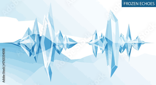 Illustration abstraite d'ondes sonores glacées, évoquant des échos gelés dans un paysage hivernal stylisé.
