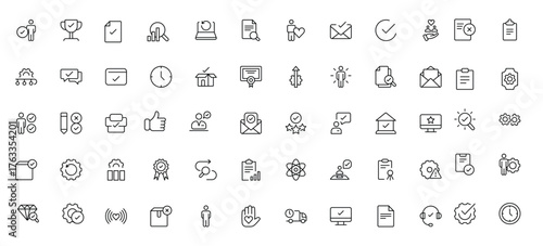 Quality Control line icon set. Included the icons as inspect, QA, qualify, quality control, check, verify, vector