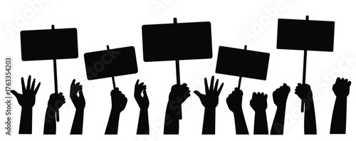 protesters banners vector illustration concept of hands