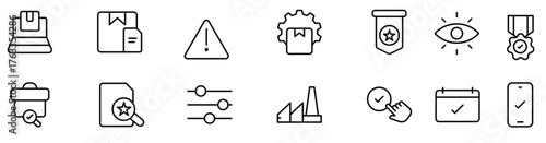 Quality Control line icon set. Included the icons as inspect, QA, qualify, quality control, check, verify, and more.