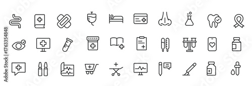 Healthcare, Medical and Medicine related line icon set. modern icon illustration collection. vector