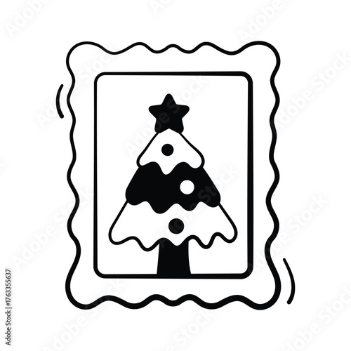 Here is a hand drawn doodle style handy icon of christmas card