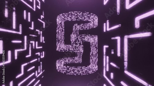 5g Network Visualized With Glowing Neon Geometric Abstract Pattern
