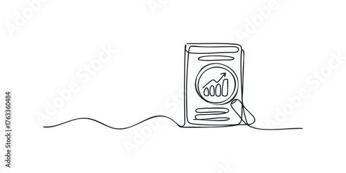 Single line drawing of a financial report