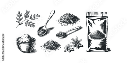 Herbs, spices, and culinary ingredients collection