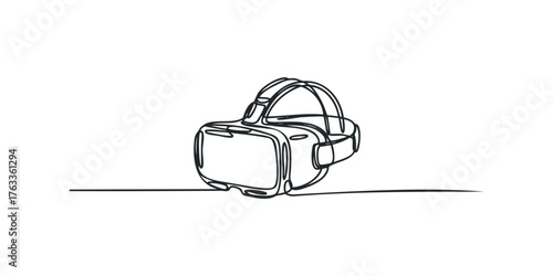Headset for virtual reality in simple line drawing