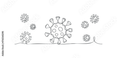 Abstract virus microbe shapes single line drawing