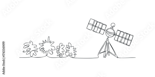 Satellite on Tripod with Abstract Forms