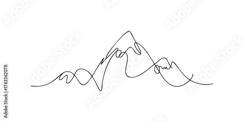 Abstract Mountain Range Single Line Drawing