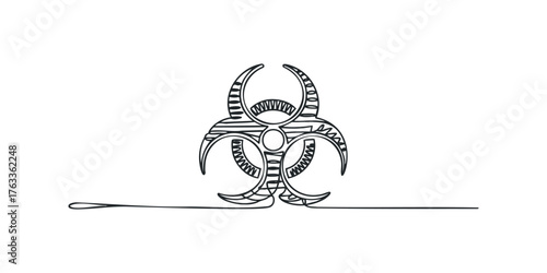 Hazardous symbol outline drawing on white