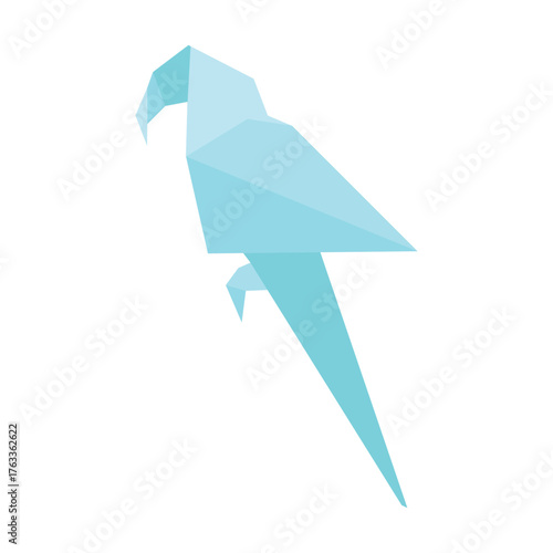 Japanese origami parrot flat illustration. Cartoon polygon paper parrot. Vector illustration of paper folding.