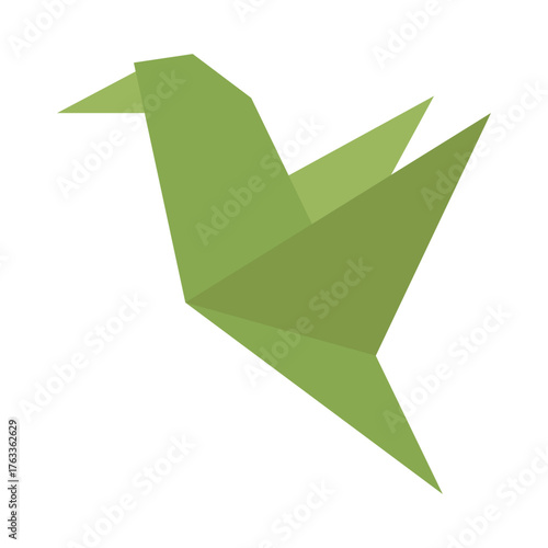 Japanese origami bird flat illustration. Cartoon polygon paper bird. Vector illustration of paper folding