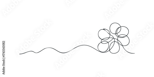 Abstract line drawing with tangled circles resembling flower