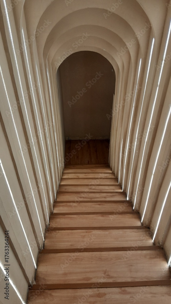 Fototapeta premium Funny Tunnel on Staircase Captured from Top Angle