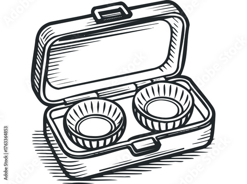 Open contact lens case with two holders