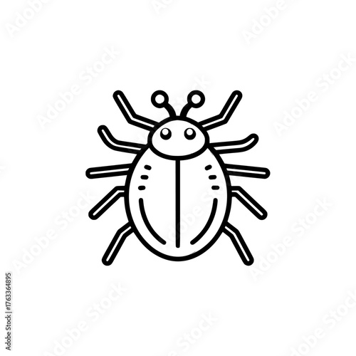 A simple illustration of a modern tick insect, represented as a bug icon