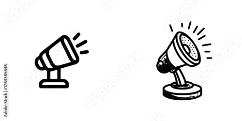 A spotlight icon design template is depicted in an isolated illustration