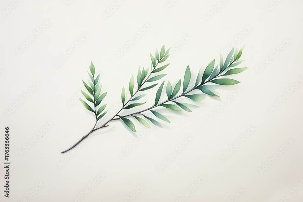 Fototapeta premium Aesthetic watercolor background tree branch plant.