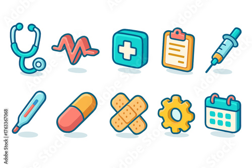 Medical and healthcare 3d icon set. Clinic, wellness, pharmacy symbols collection