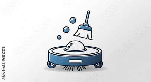 Robot vacuum cleaner with a brush and bubbles modern cleaning technology for a spotless and hygienic home
