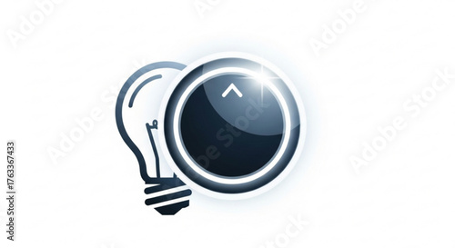 A light bulb and a dial, , representing the concept of idea generation, control, and adjustment of brightness